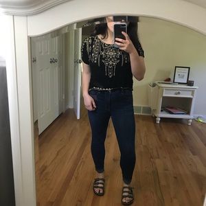 Cold shoulder Aztec crop blouse